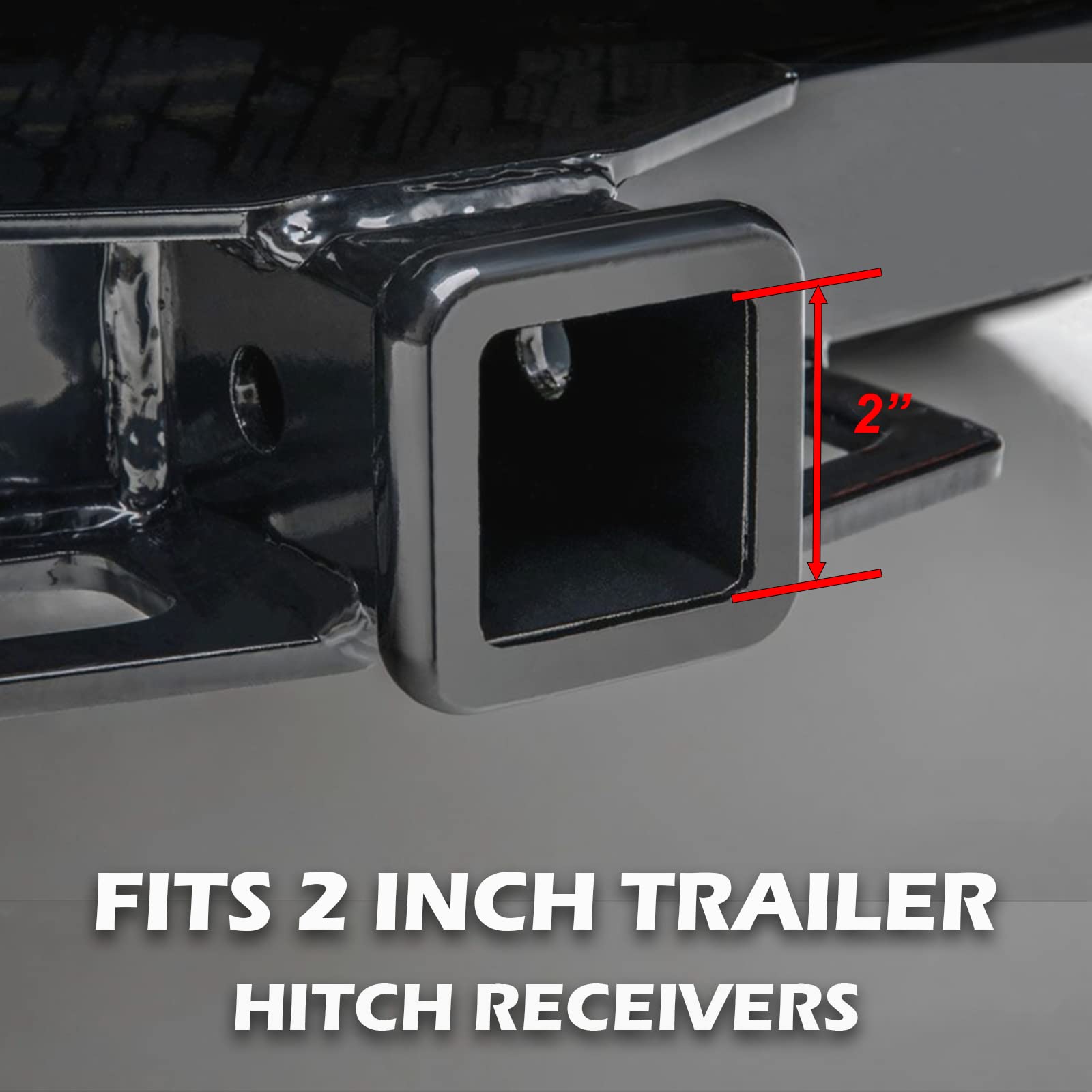 TOEASYTY hitch cover beside ruler showing 5x3 inch scale for accurate sizing