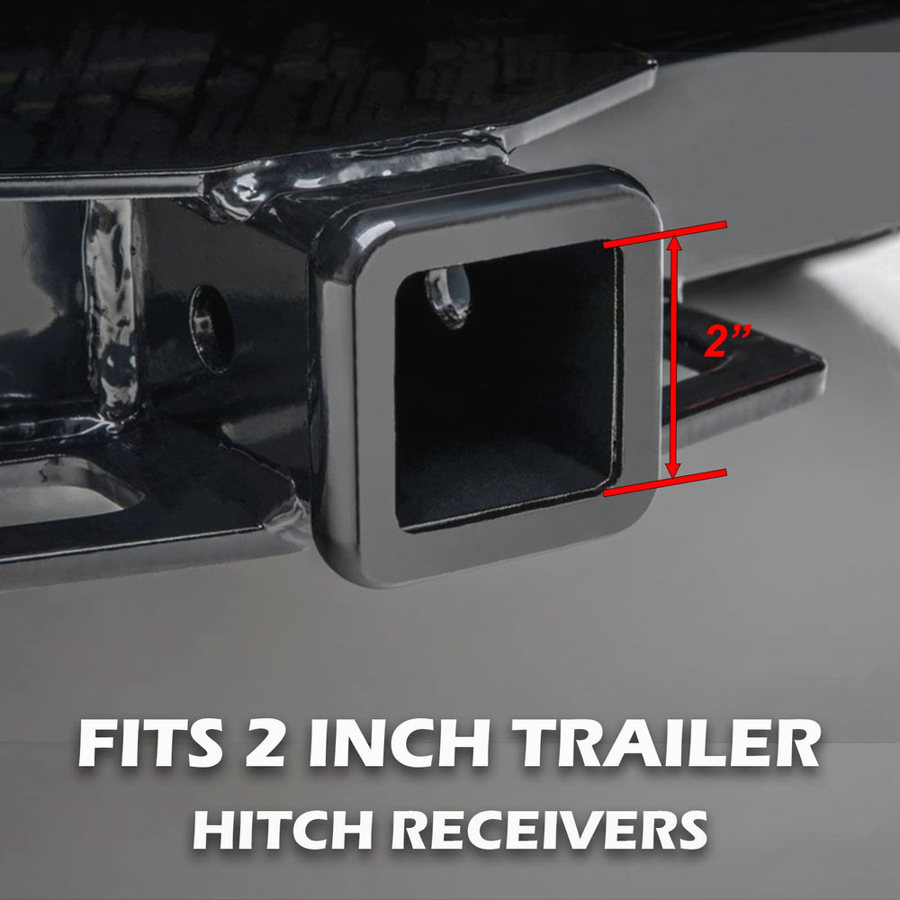 TOEASYTY hitch cover beside ruler showing 5x3 inch scale for accurate sizing