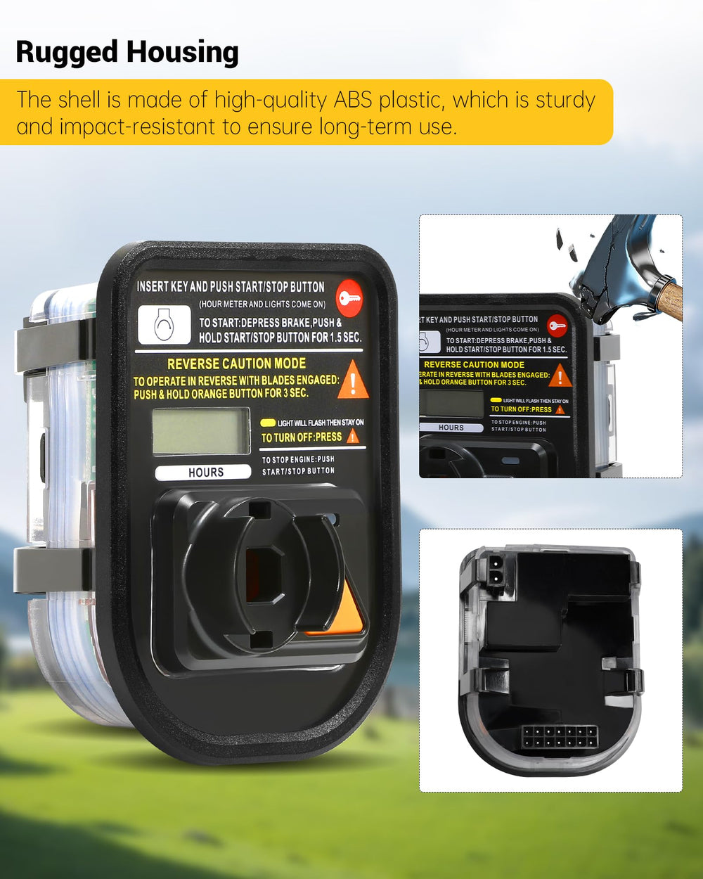 Tofcbye hour meter installed in CUB Cadet dash demonstrating OEM fit and secure mounting