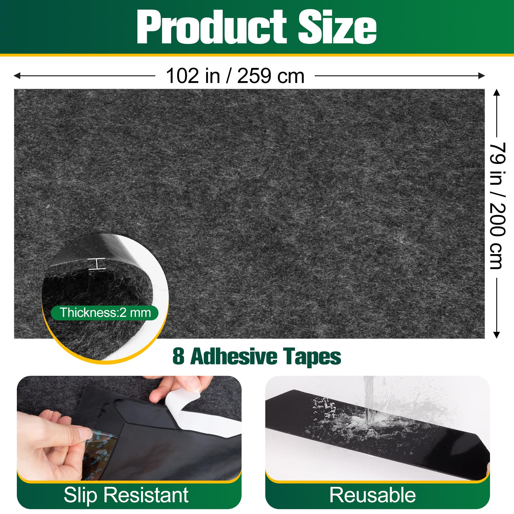 ToLanbbt corner with adhesive tape securing mat against shifting