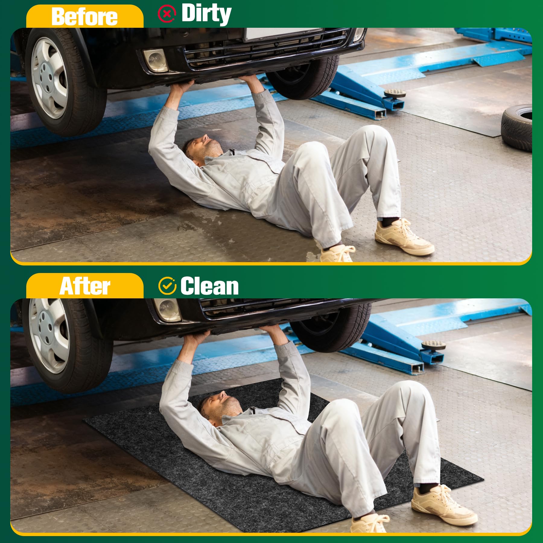ToLanbbt mat placed under car catching oil and protecting floor