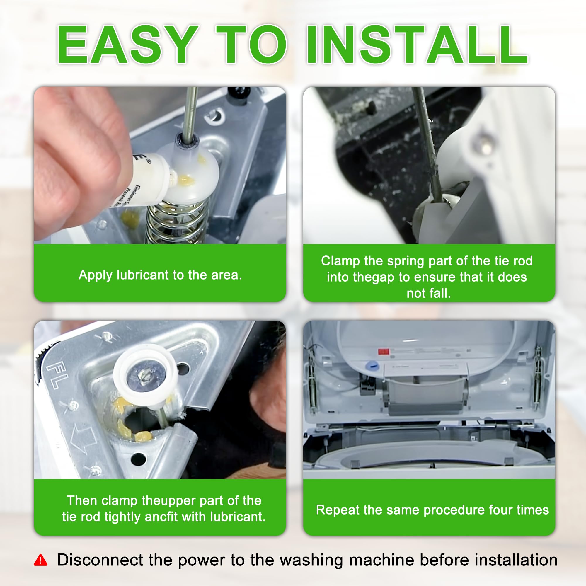 TOMOON before-and-after washer stability comparison showing quieter, balanced operation benefit
