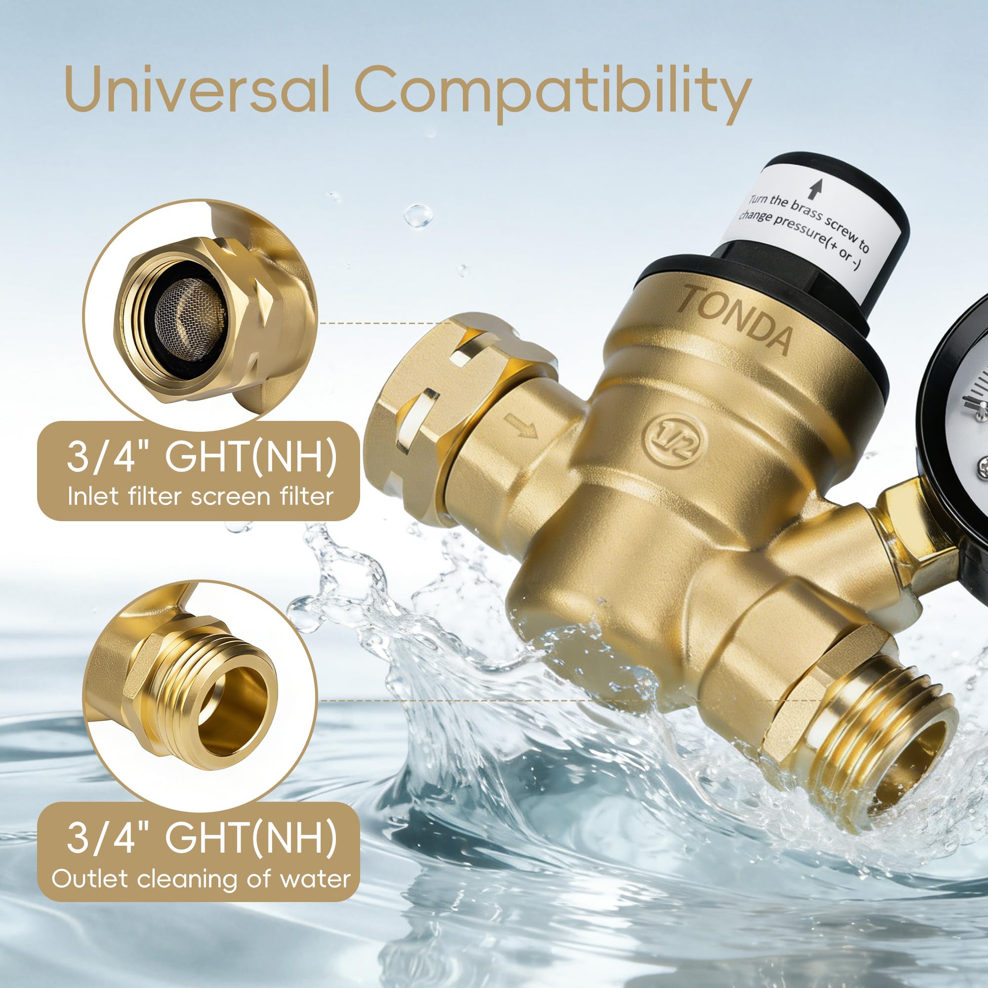 TONDA threaded connection detail with 3/4 inch garden hose fit for easy hookup