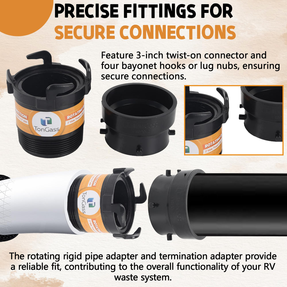 TonGass adapter installed on RV outlet showing fast, leak-resistant hookup