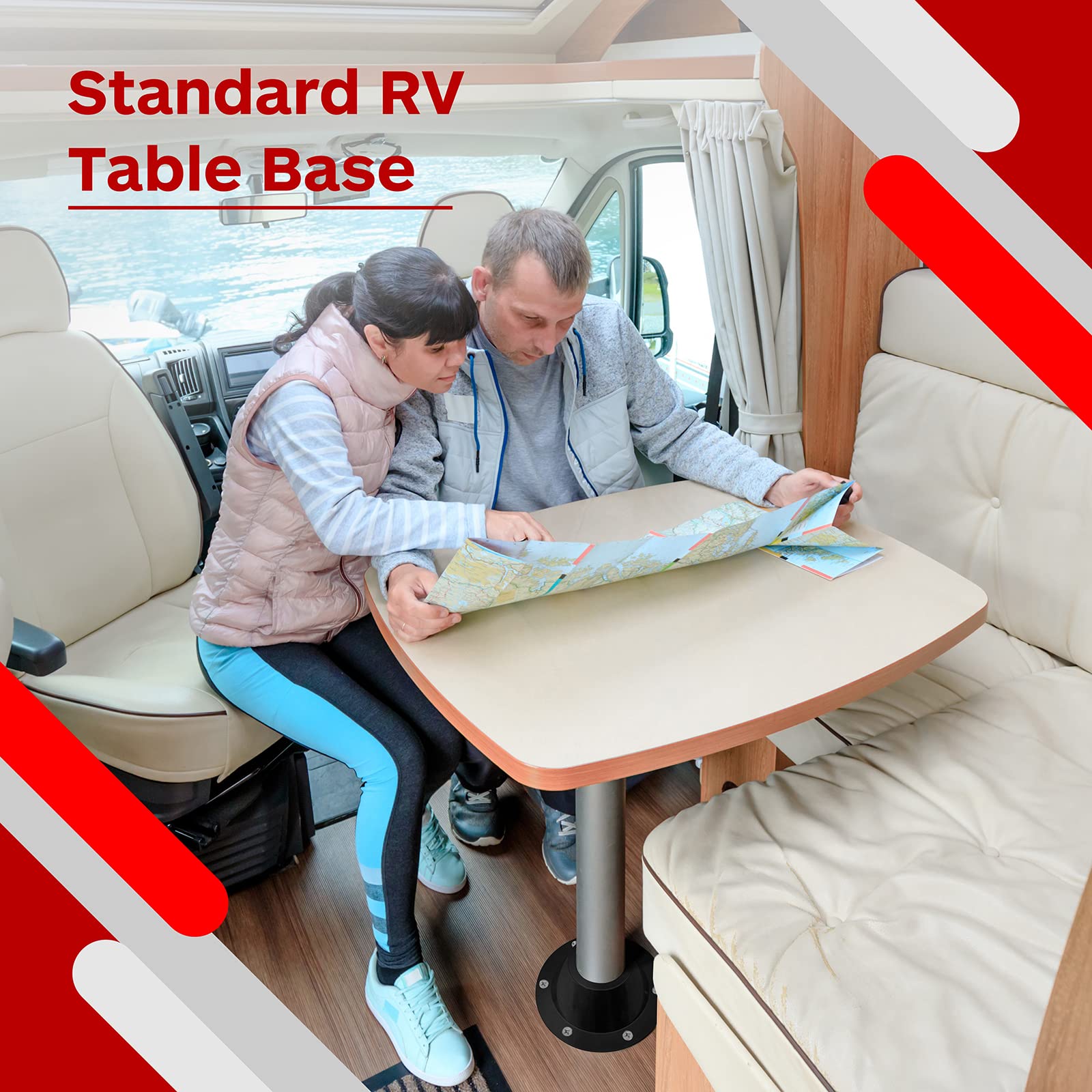 TonGass mounting base in camper dining area, enhances interior durability