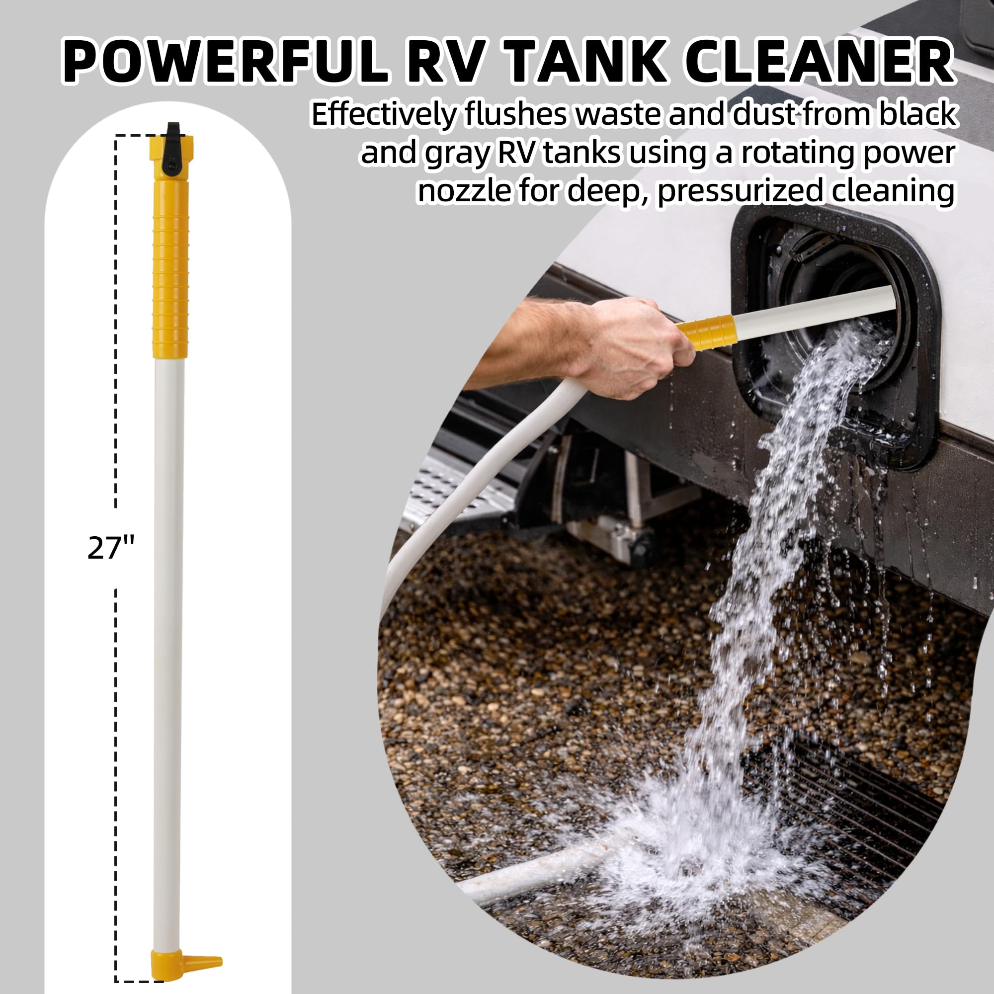 TonGass rotating nozzle close-up highlighting 360-degree spray for full rinse