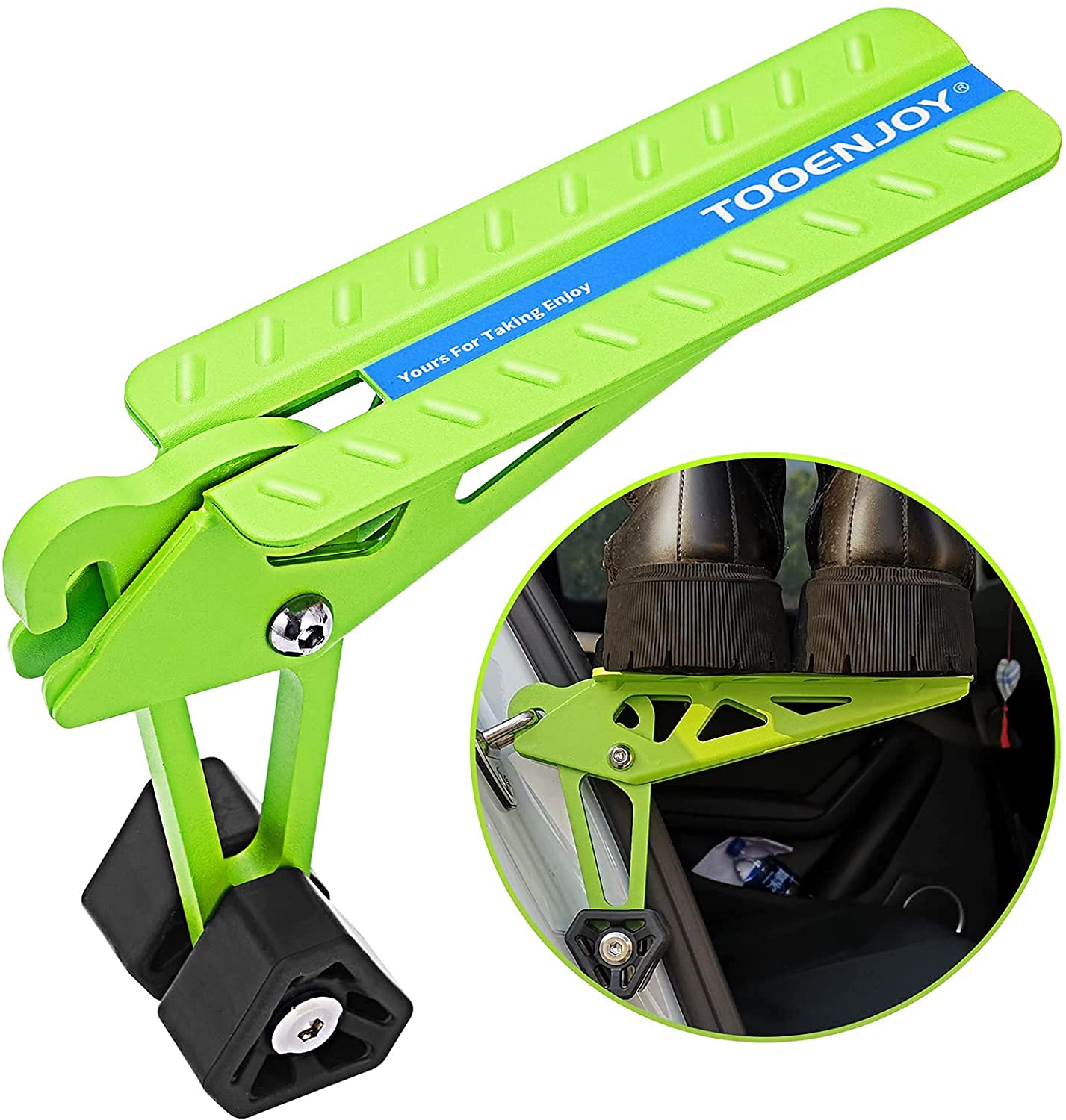 TOOENJOY door step front view showing full platform and latch hook benefit stability
