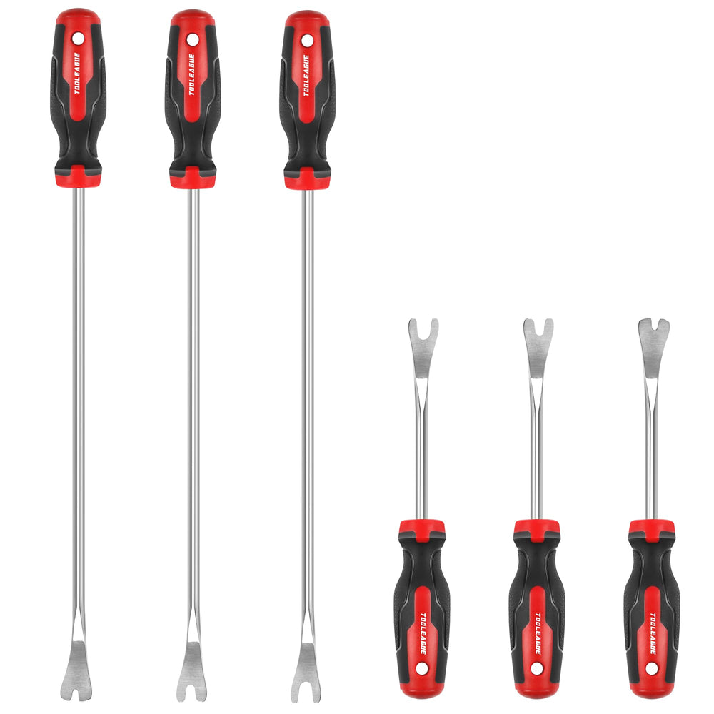 TOOLEAGUE front view of 6-piece trim removal set showing full kit and organized layout benefit