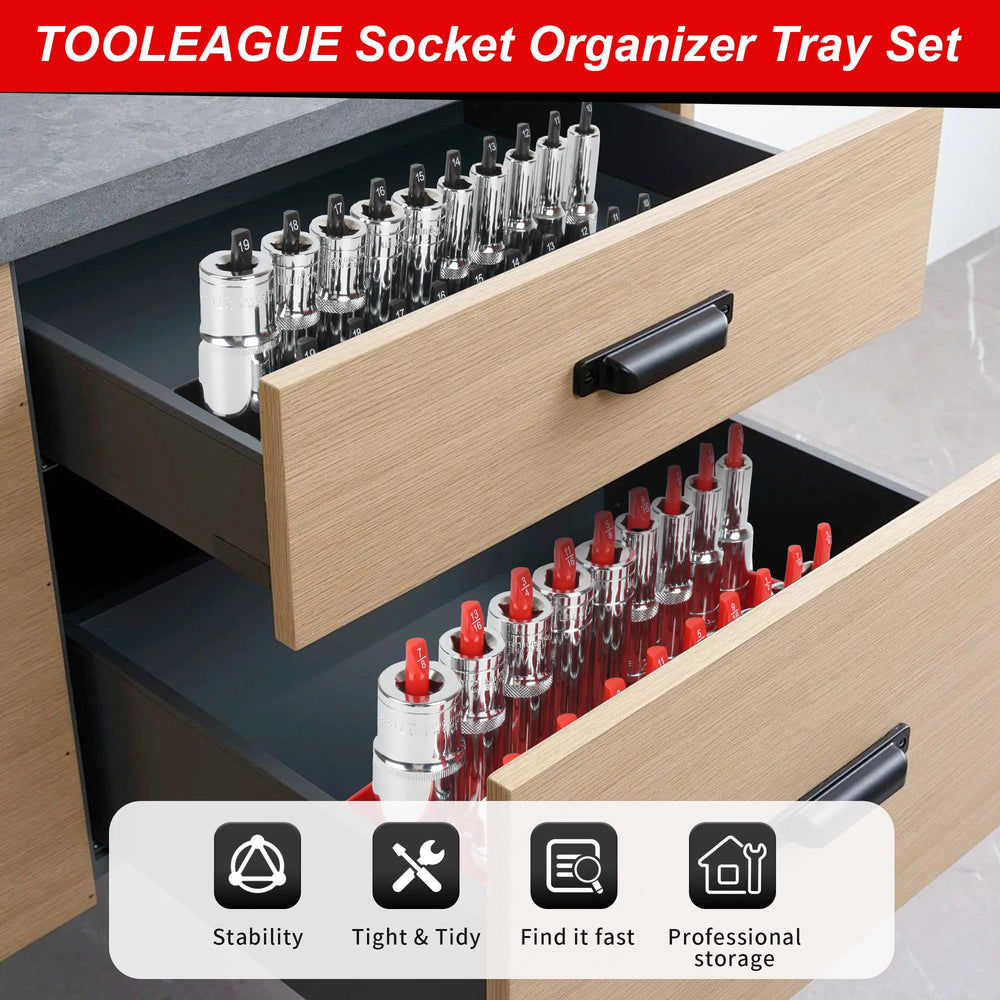 TOOLEAGUE organized garage setup with trays and magnetic holder improving workflow