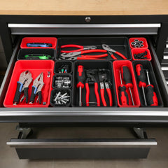 TOOLEAGUE trays snapped together demonstrating interlocking stability and customization