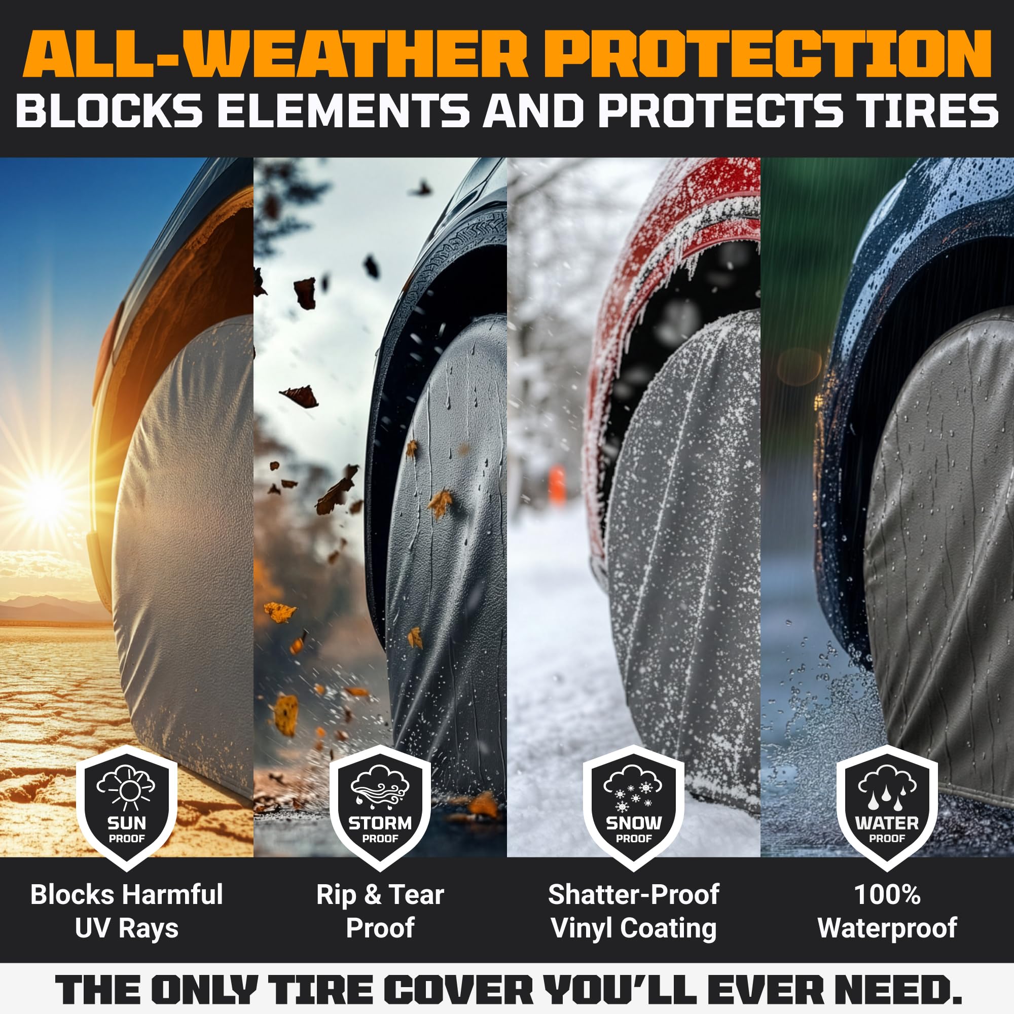 TOOLTROOPERS covered RV wheel in use demonstrating all-weather protection and fit