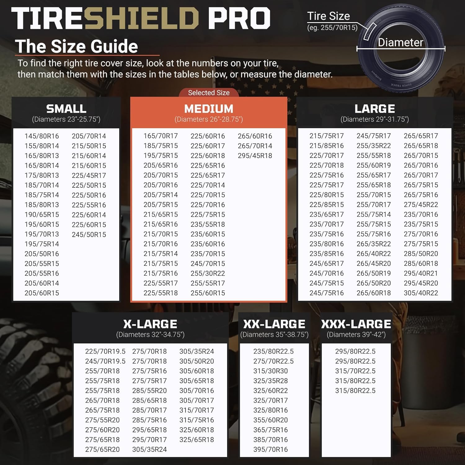 TOOLTROOPERS cover shedding snow and rain to protect tire from winter elements