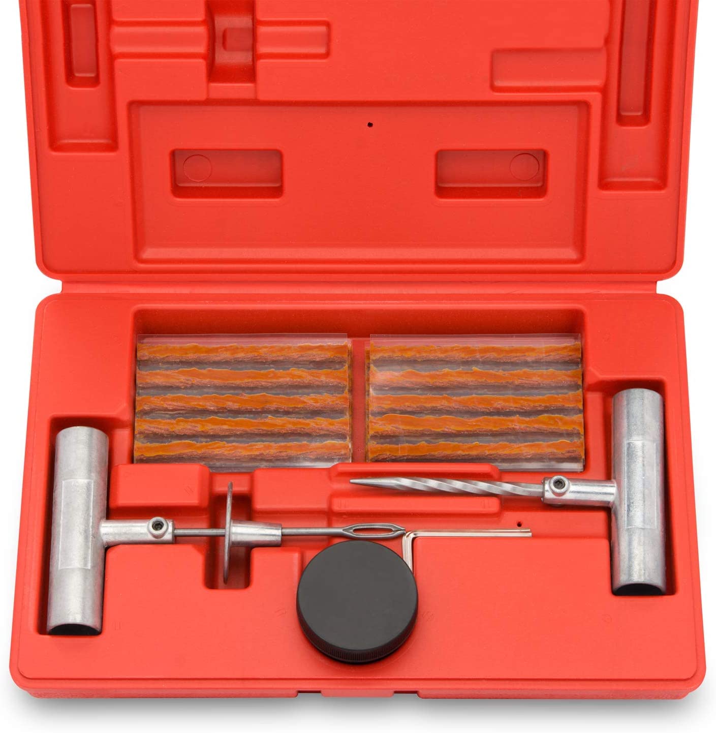 Tooluxe front case view showing compact emergency kit and organization benefit