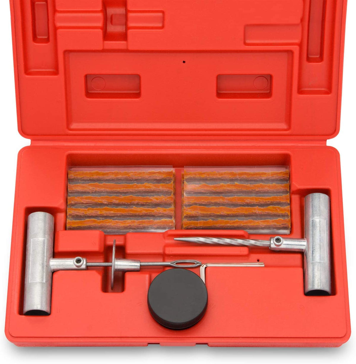 Tooluxe front case view showing compact emergency kit and organization benefit