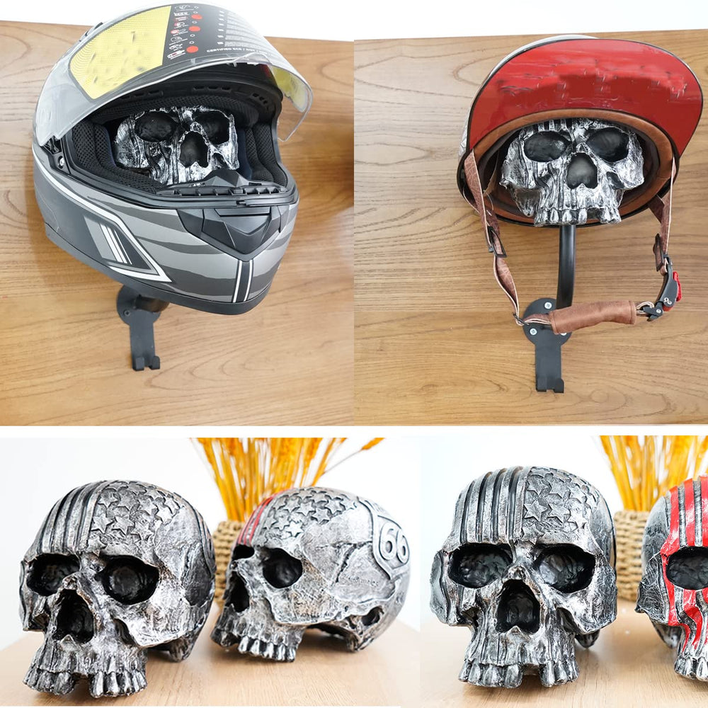 Tooyuart skull helmet holder in garage lifestyle showing stylish space saving
