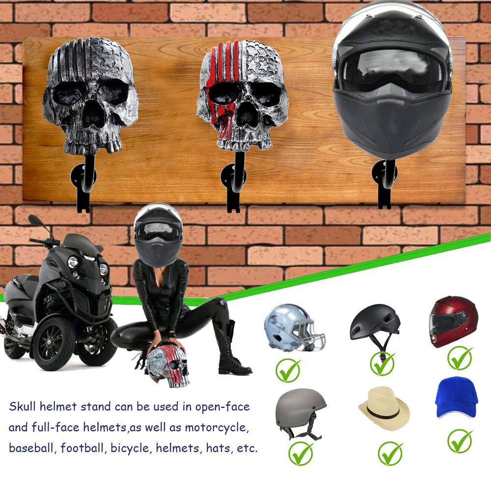 Tooyuart skull helmet holder mounted with helmet demonstrating organized storage