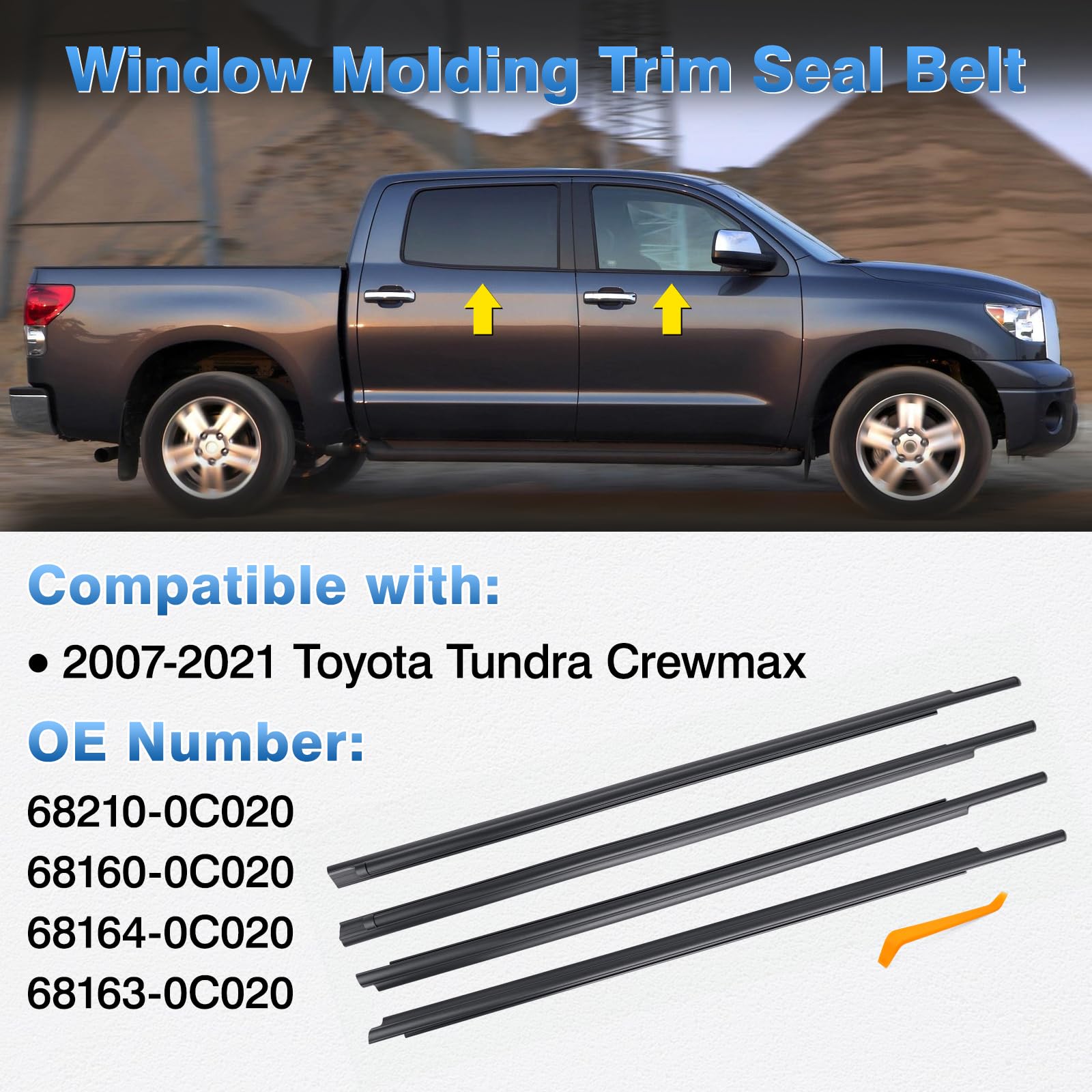 TOP-MAX front driver side trim close-up highlighting durable rubber for weather resistance