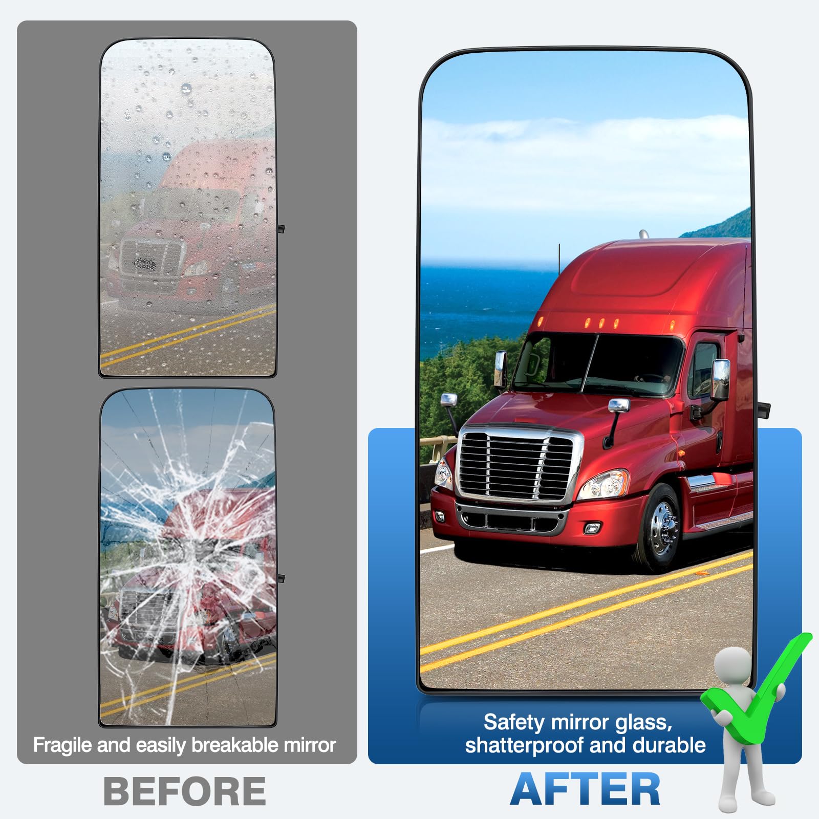 TOP-MAX installed on driver side Cascadia restoring rear view clarity