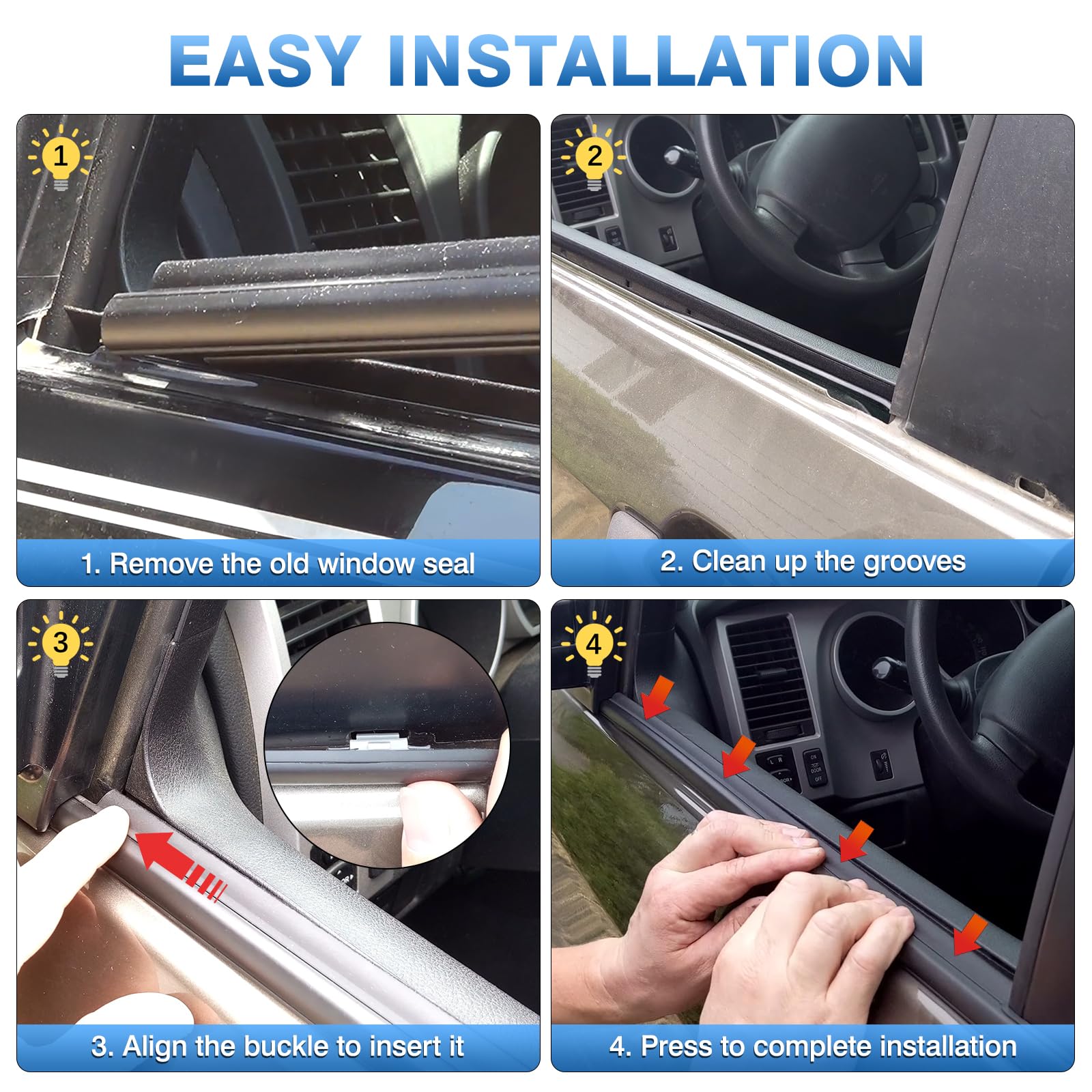 TOP-MAX trim installed on Tundra door illustrating improved seal and quieter cabin