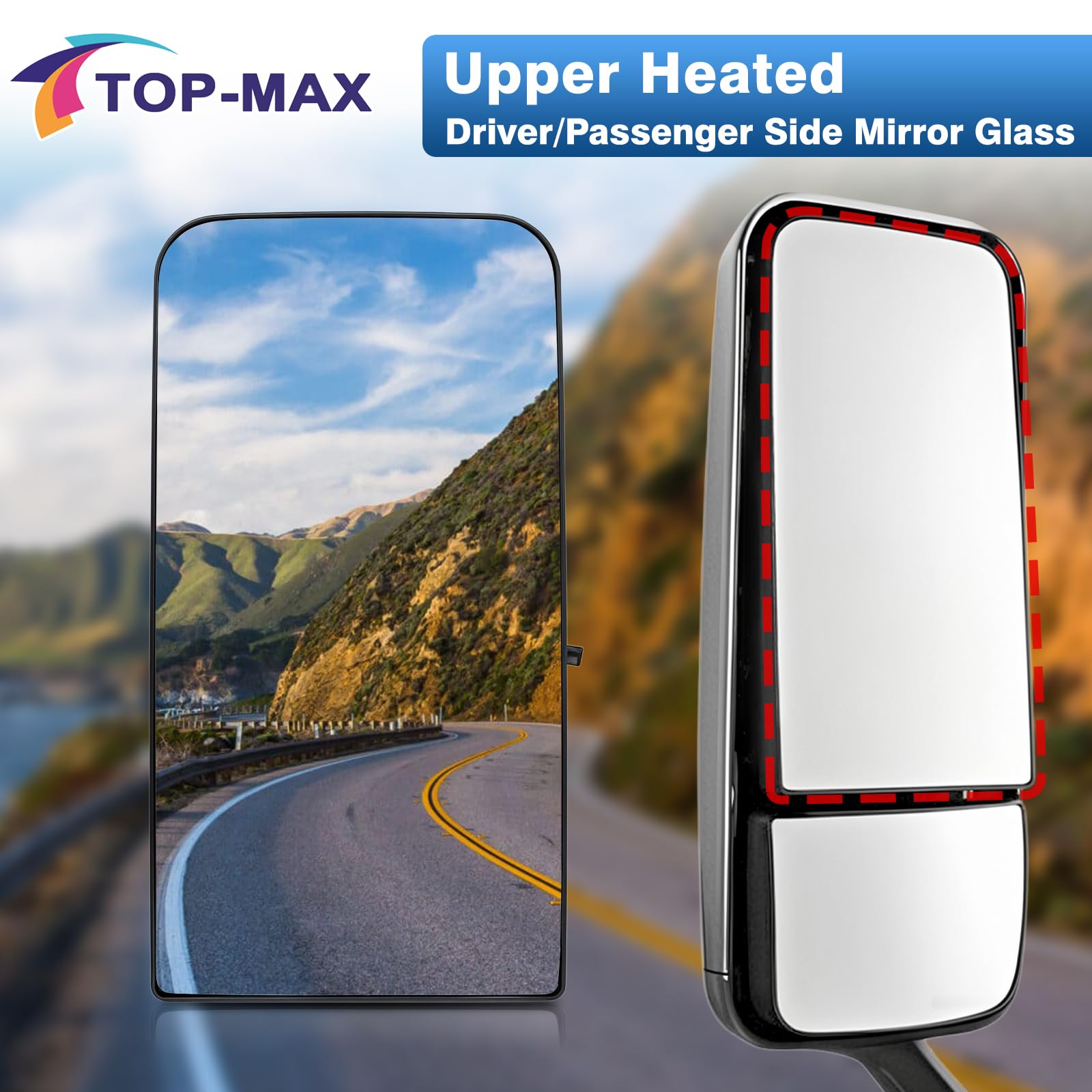 TOP-MAX retail packaging showing protected mirror and included plate