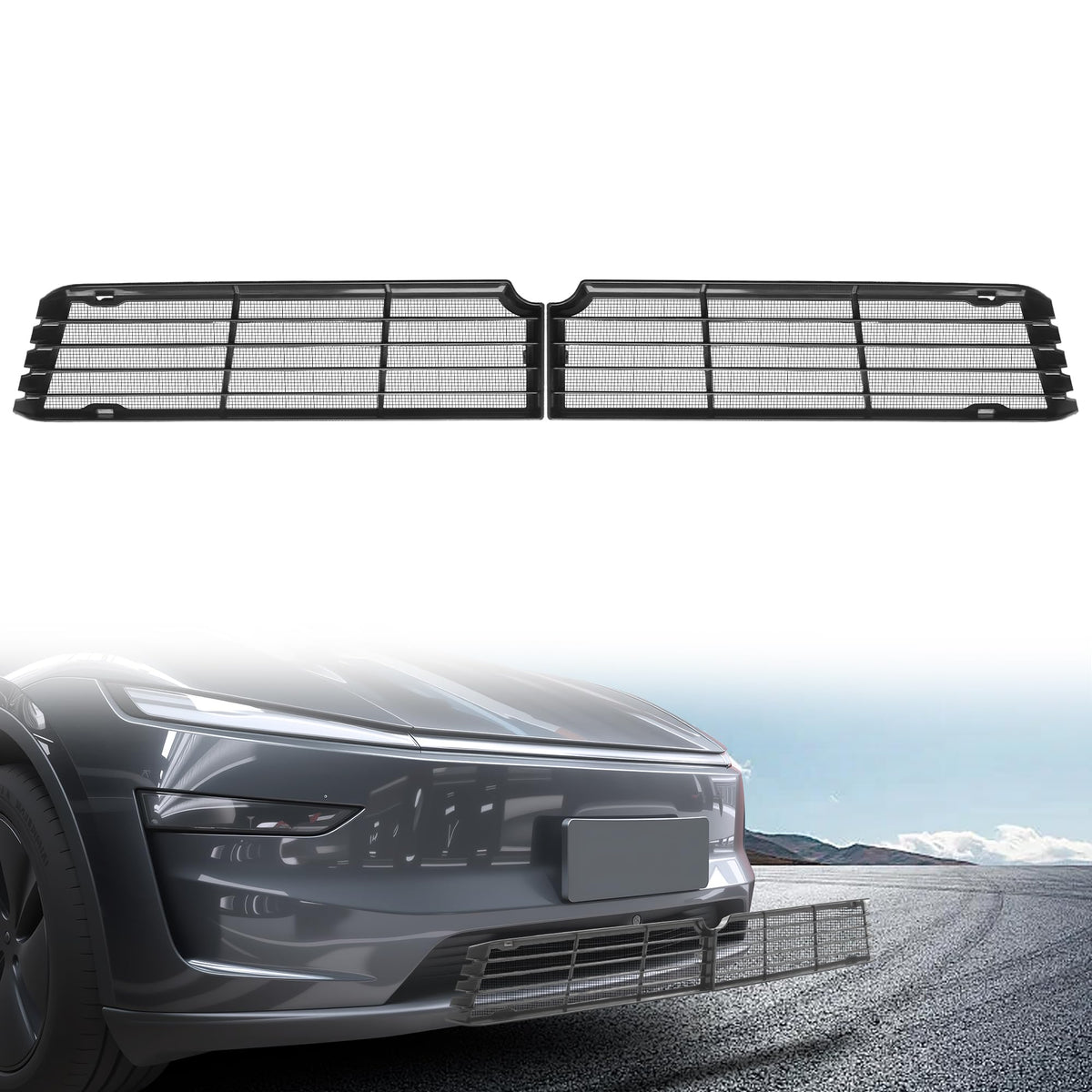 TOPABYTE front grille mesh insert front view showing neat fit and protection