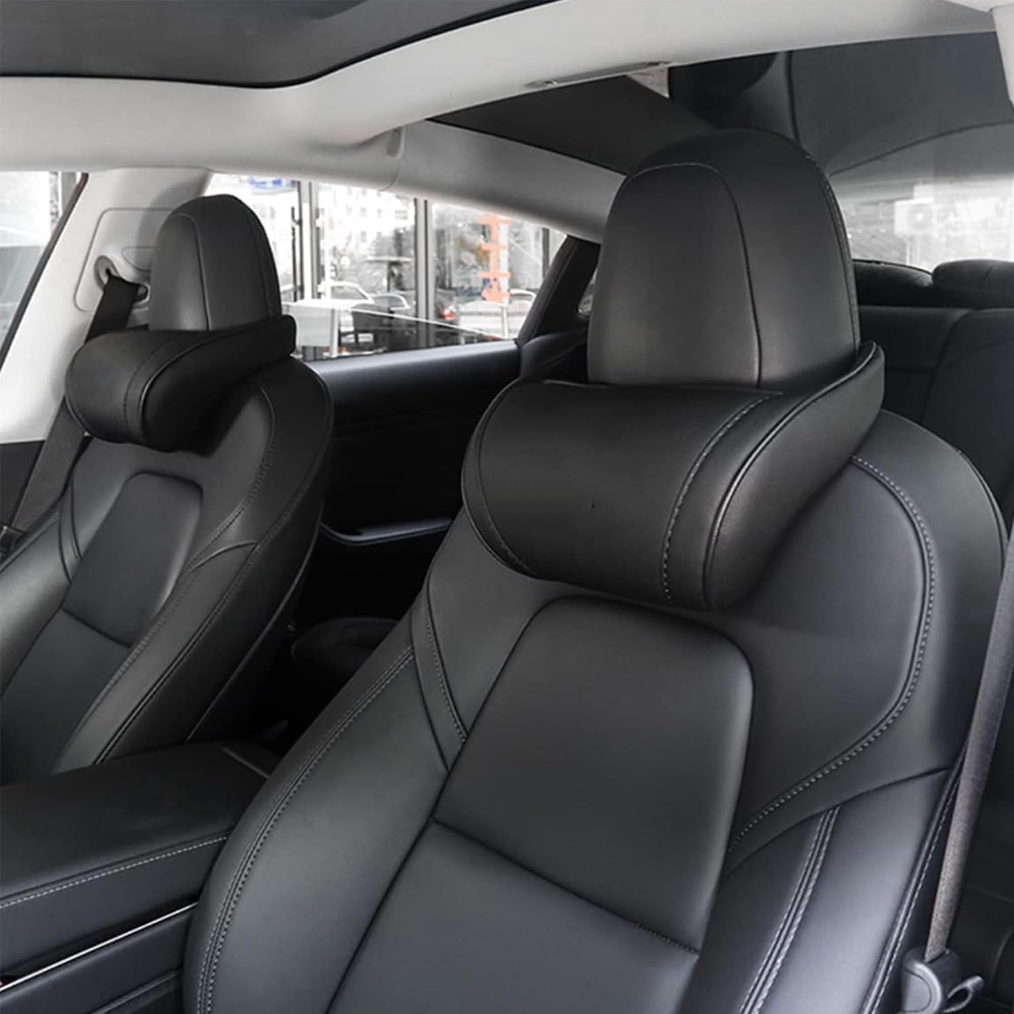 TOPABYTE lifestyle image of pillows in a road trip scene offering passenger comfort