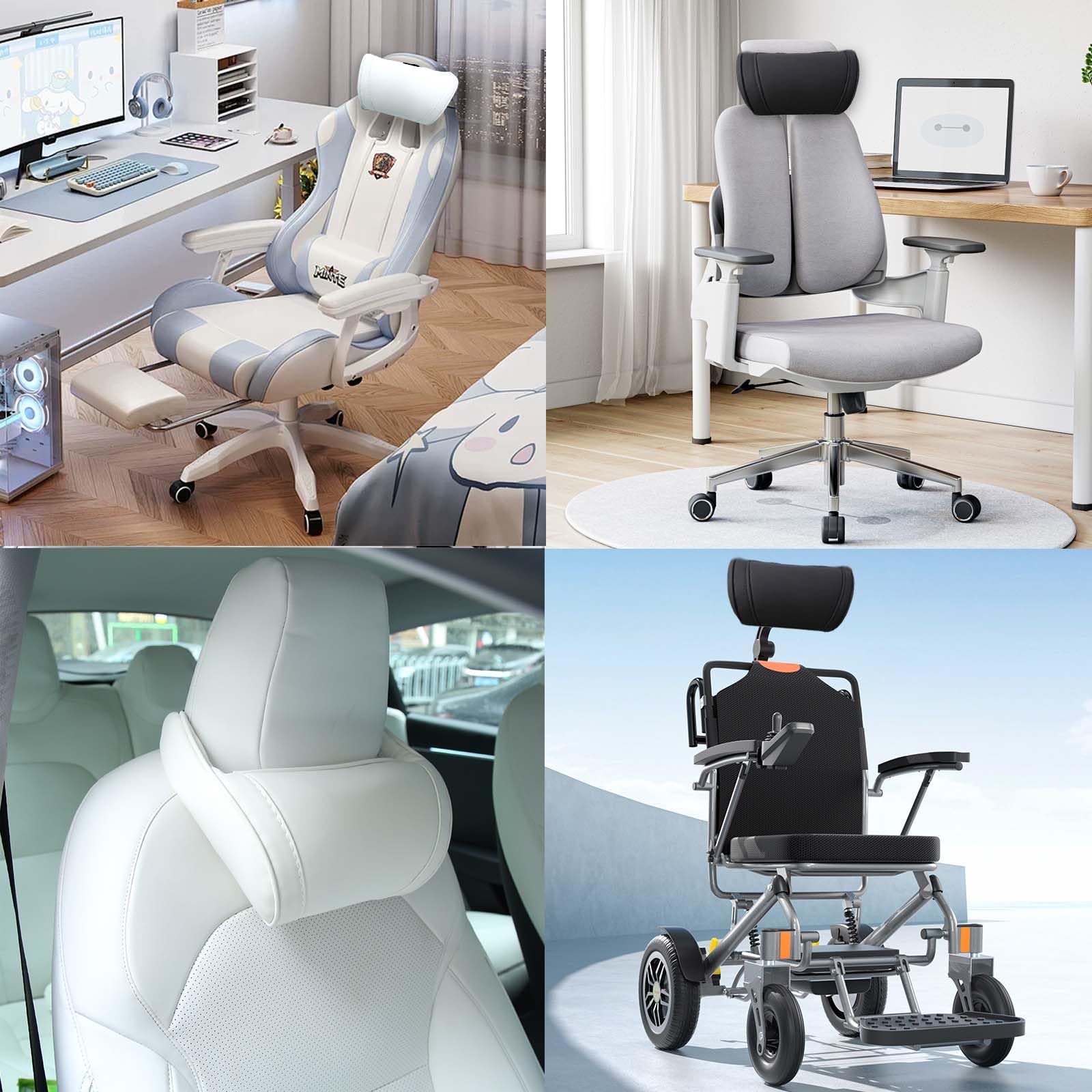 TOPABYTE size comparison with headrest showing compact scale