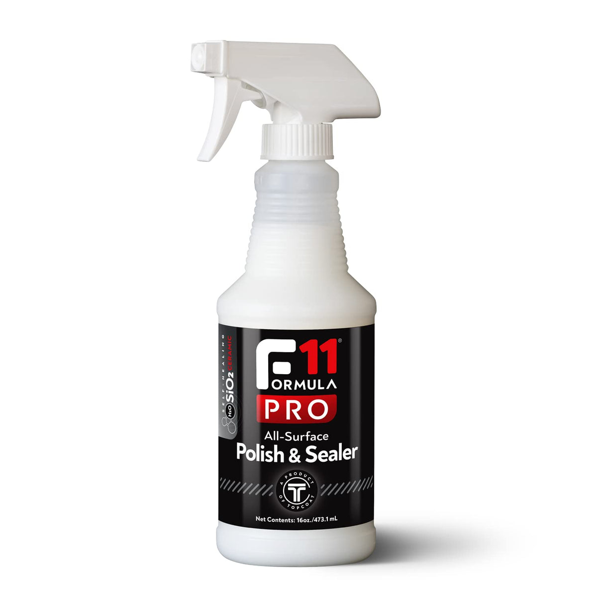 TopCoat F11PRO front label showing product name and size for quick identification and trust
