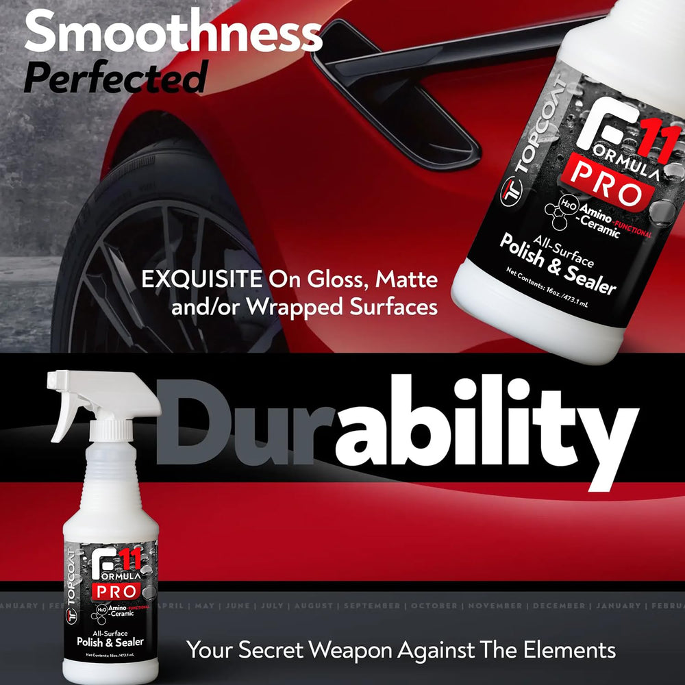 TopCoat F11PRO on windshield with water beading for improved repellency