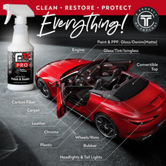 TopCoat F11PRO spray action misting bottle demonstrating easy application and coverage