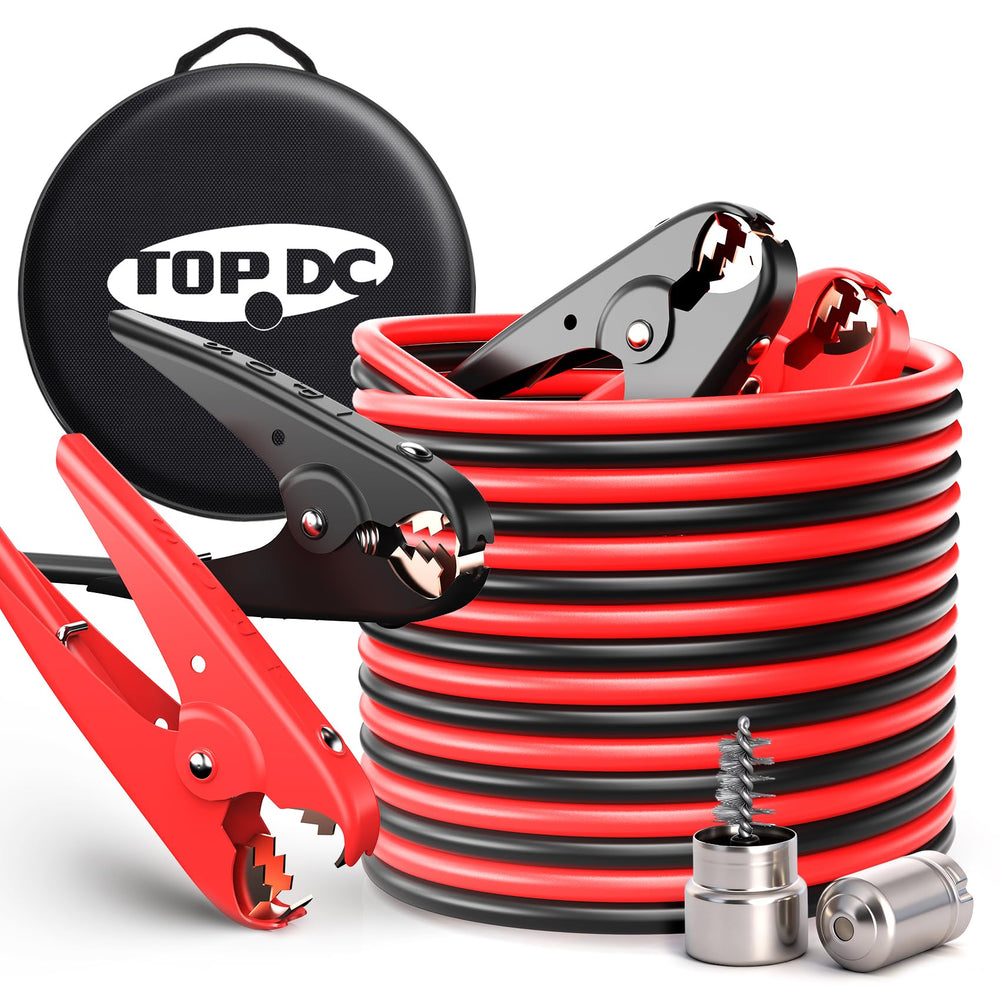 TOPDC front packaging showing cable set and carry bag for easy storage