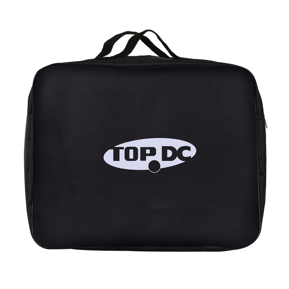 TOPDC front view of zippered jumper cable bag showing neat storage benefit