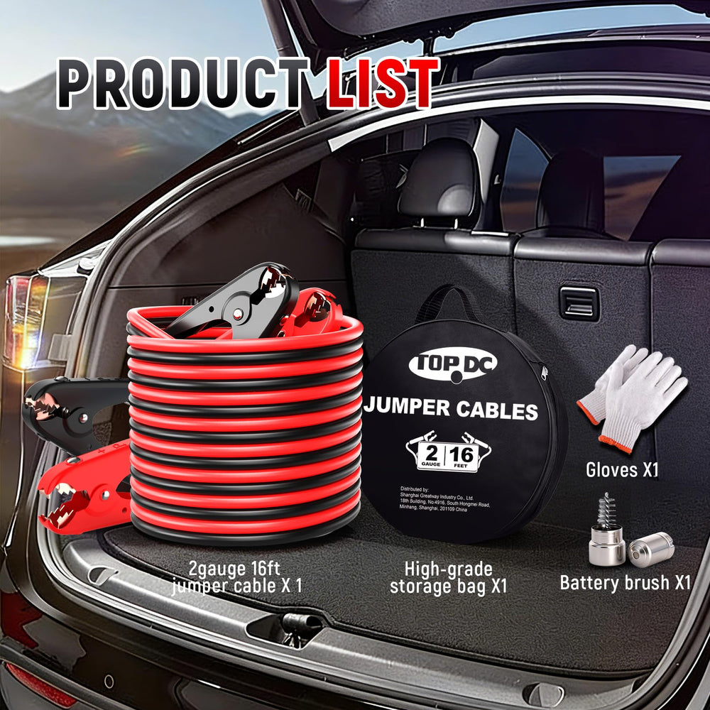TOPDC jumper cables in roadside use aiding a stranded vehicle restart