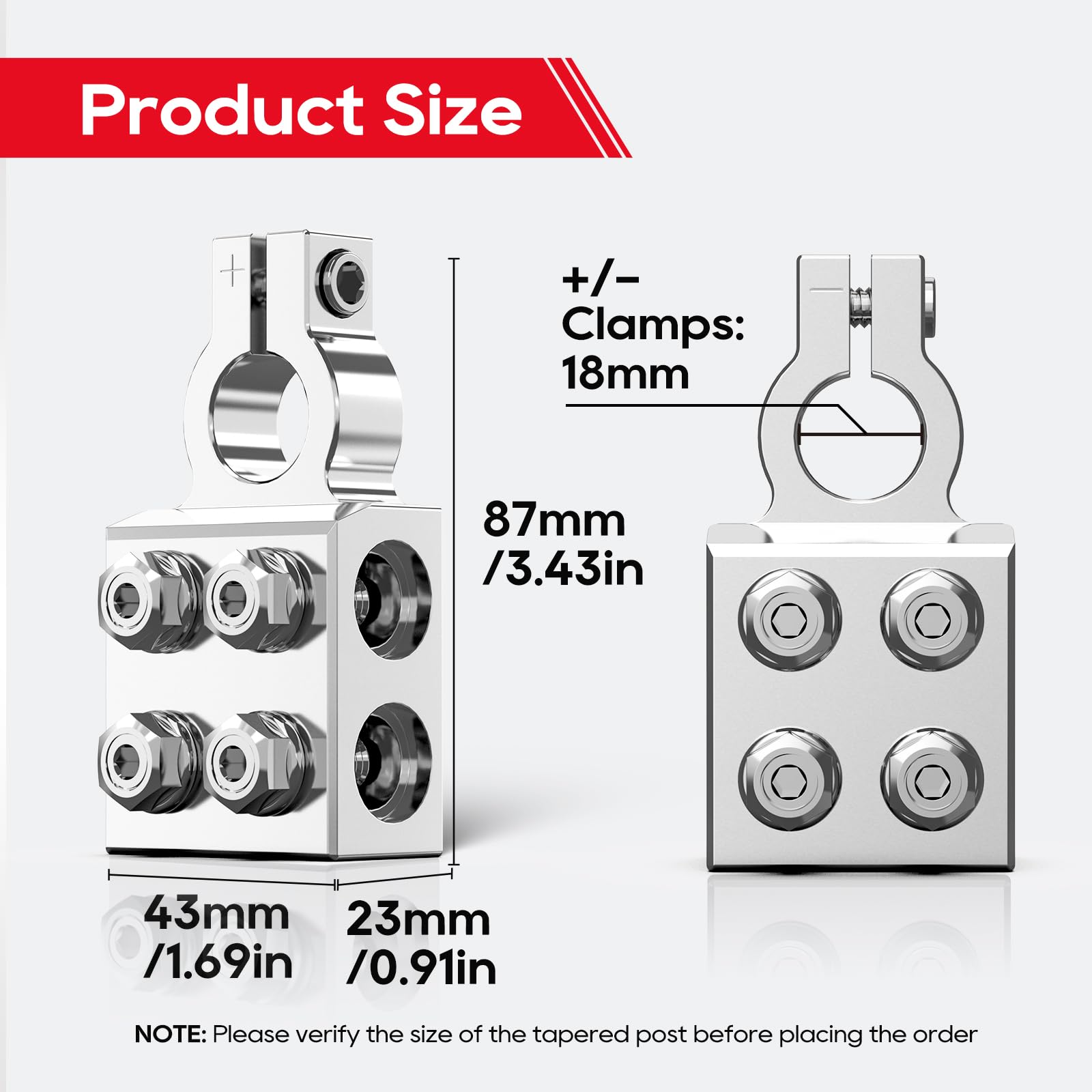 TOPDC M8 studs with ring lugs demonstrating reliable ring-terminal connections