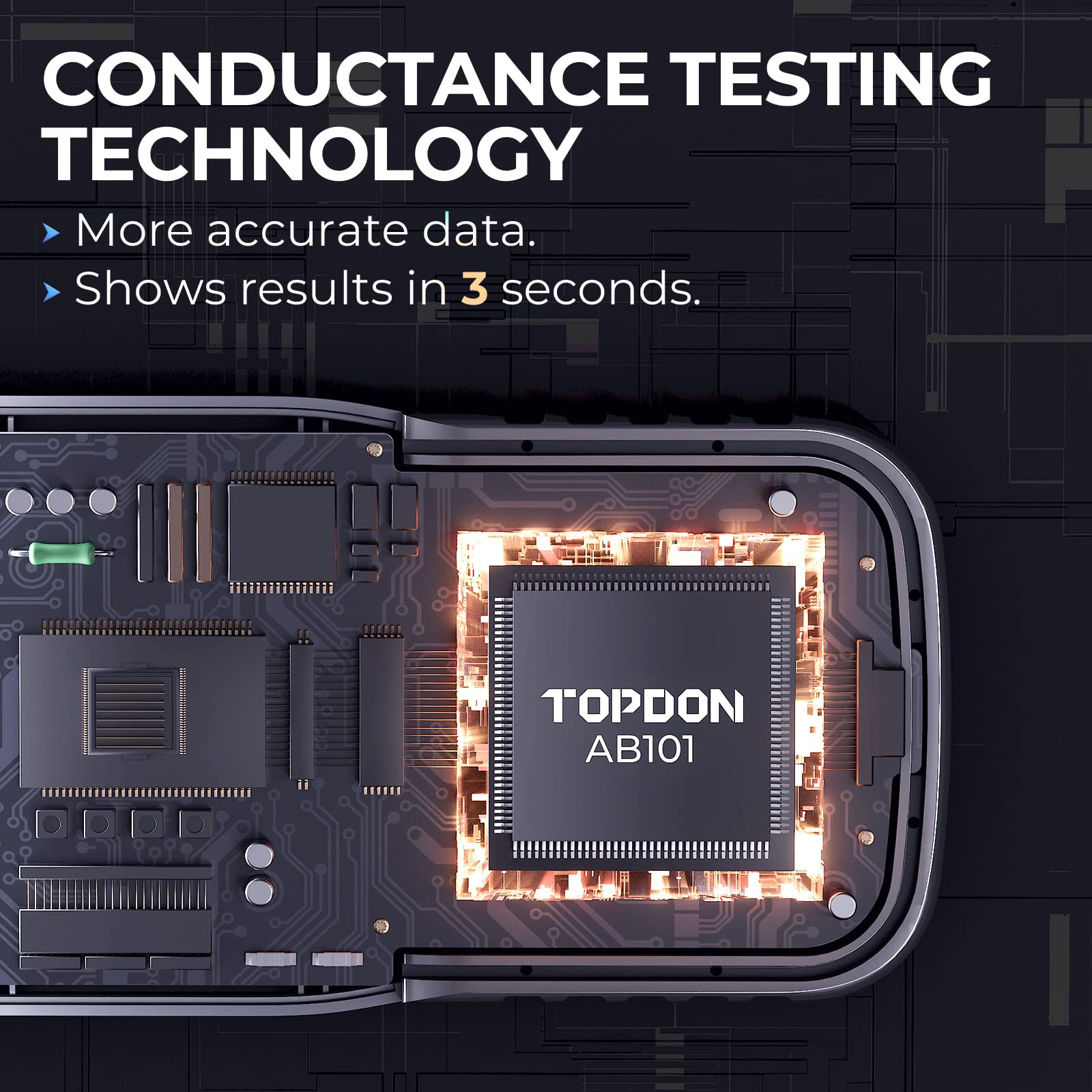 TOPDON AB101 rubber-sleeved alligator clamps and heavy-gauge cable for safer connection