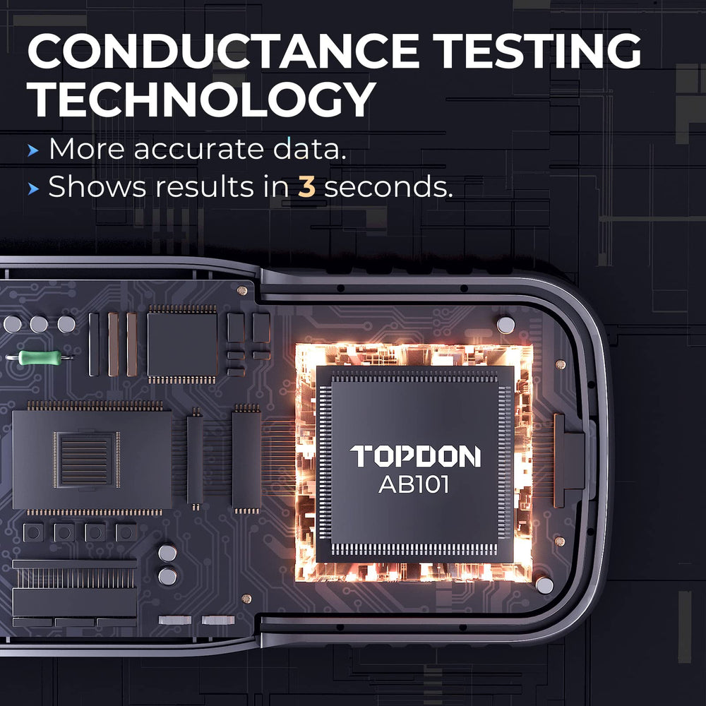 TOPDON AB101 rubber-sleeved alligator clamps and heavy-gauge cable for safer connection