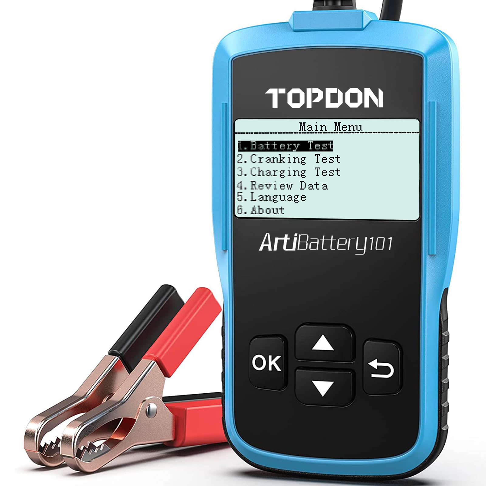 TOPDON AB101 front panel view showing backlit display for quick diagnostics
