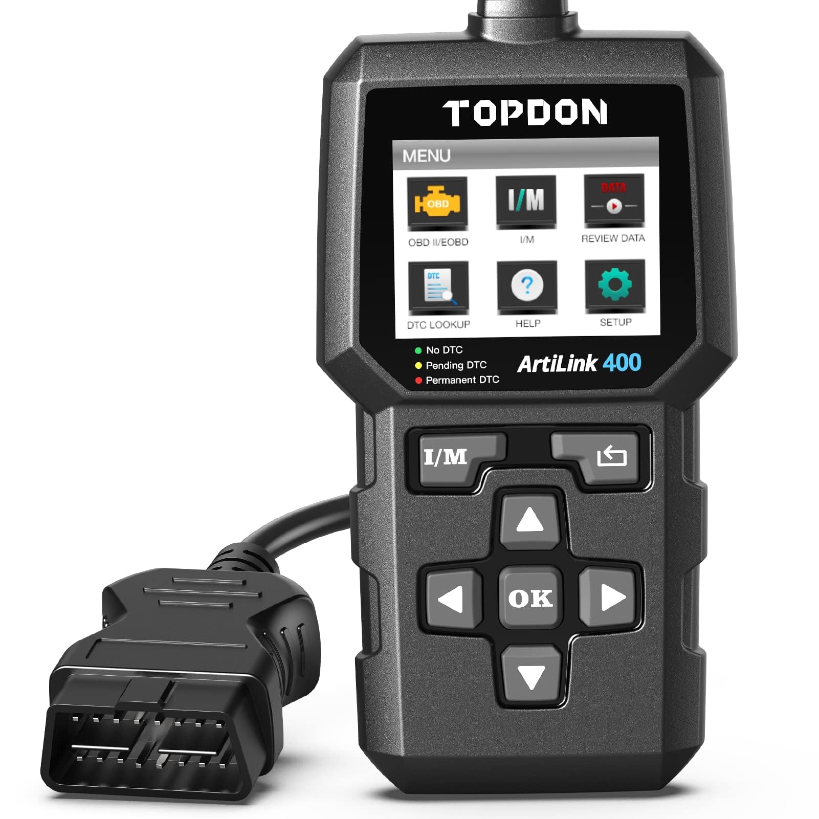 TOPDON AL400 front display showing menu and clear readout for quick diagnosis