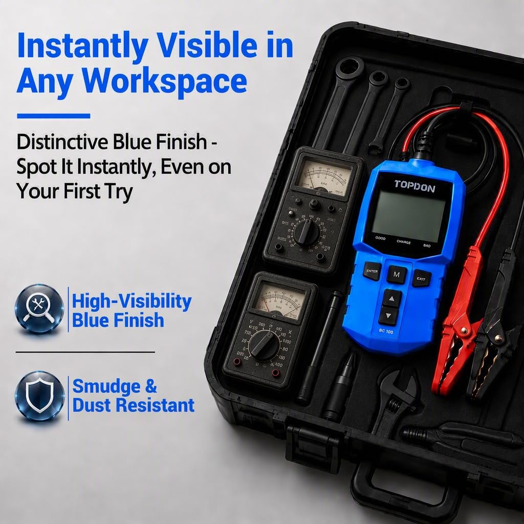 TOPDON BC100 used in a garage setting demonstrating professional usability