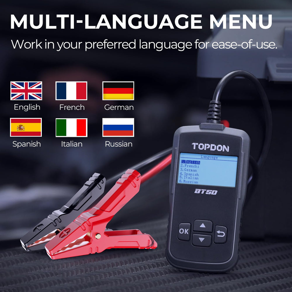TOPDON BT50 leads and insulation detail showing sturdy cables for reliable secure connections