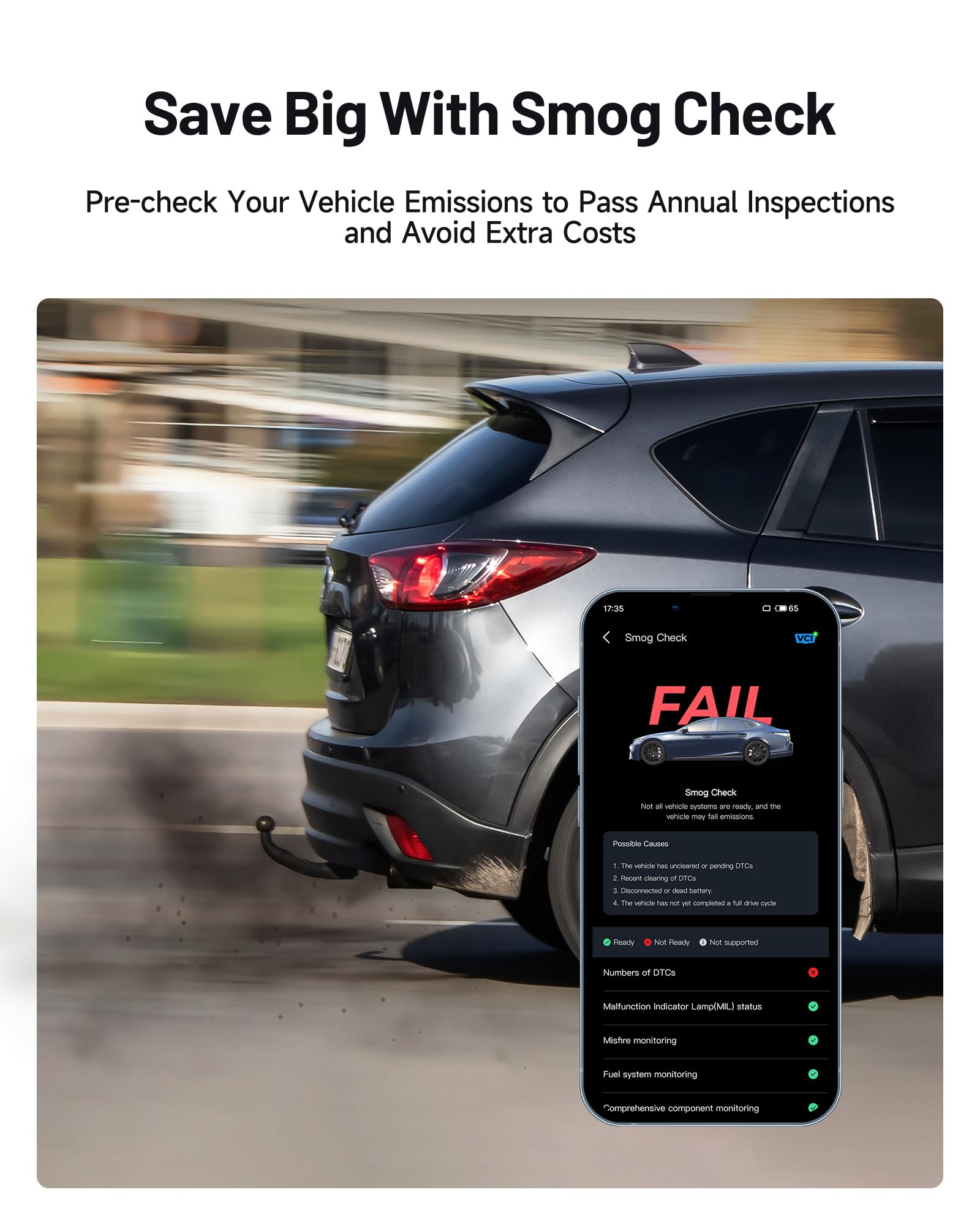 TOPDON CarPal performance test running in a car showing acceleration timing benefit