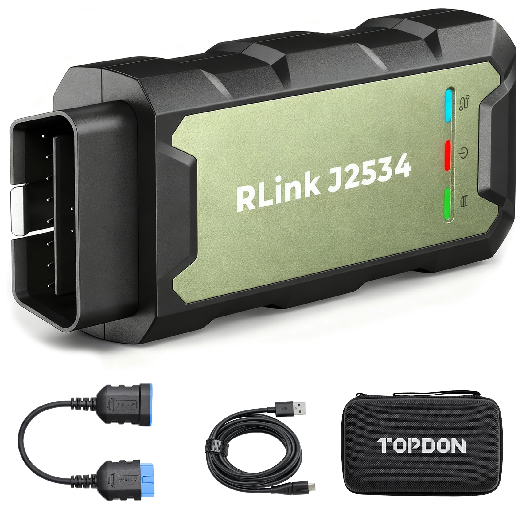TOPDON RLink front view showing device and LEDs, enabling clear status monitoring