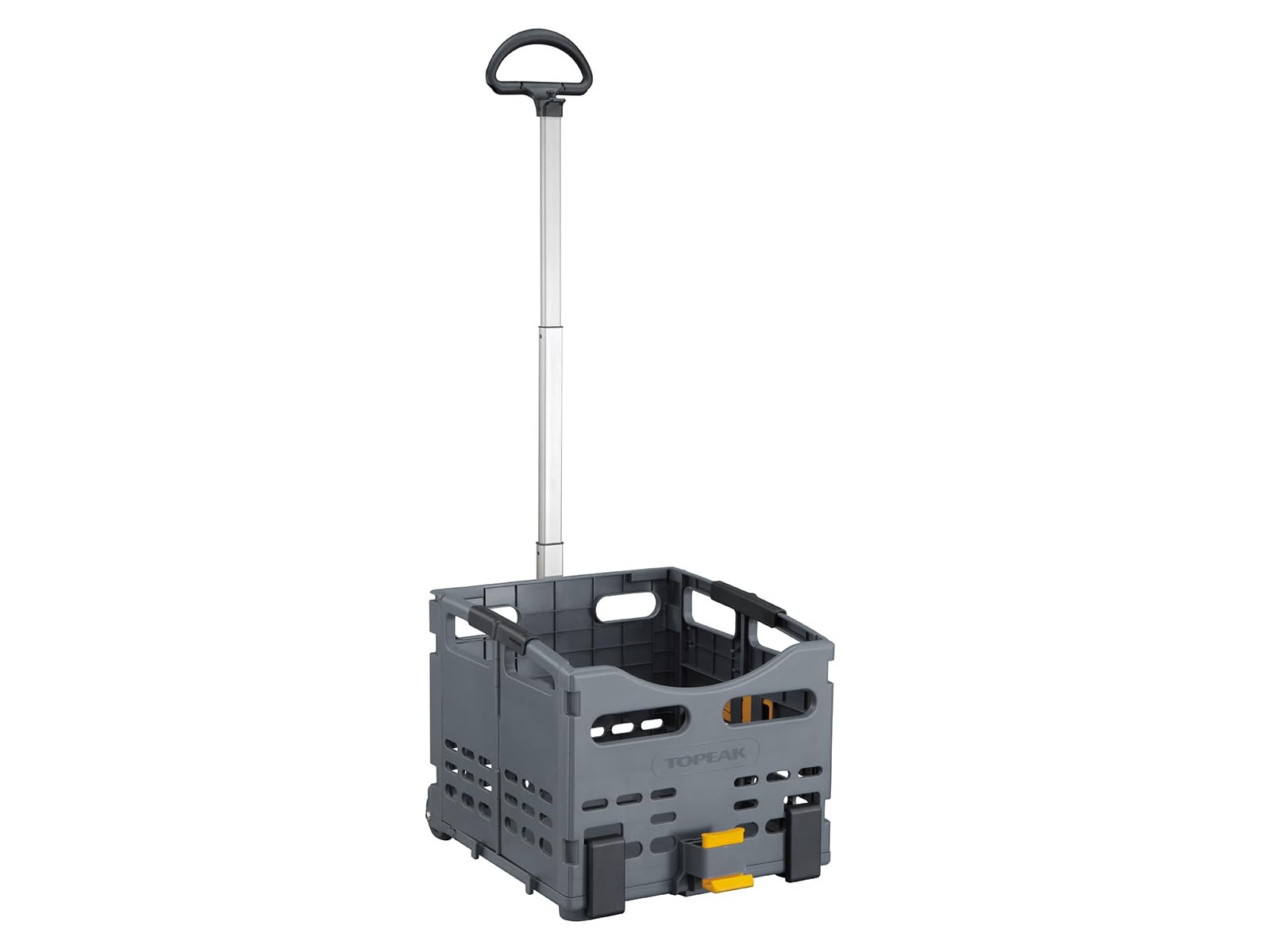 Topeak TrolleyTote telescopic handle and wheels closeup for effortless rolling