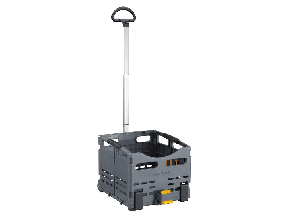 Topeak TrolleyTote telescopic handle and wheels closeup for effortless rolling
