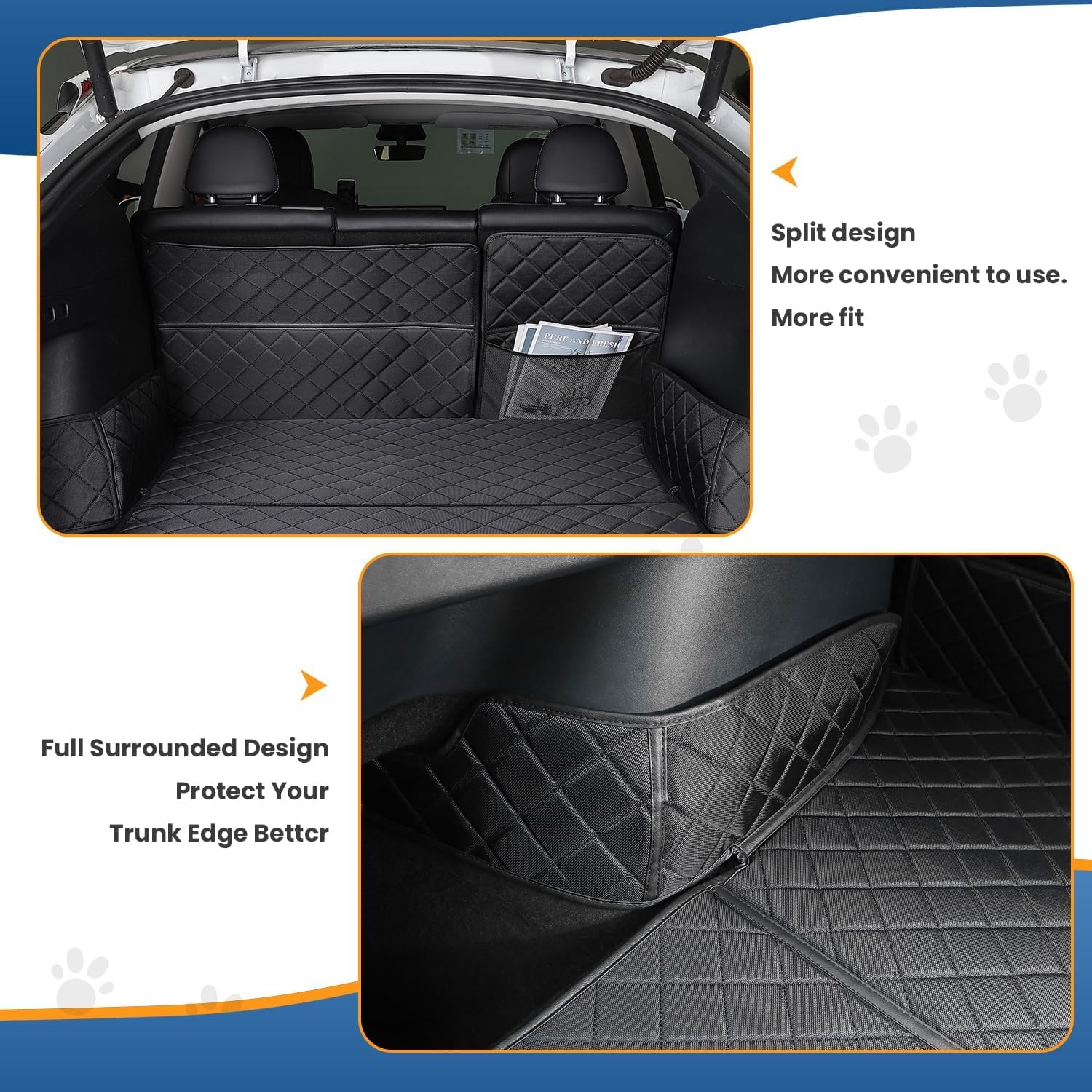 Topfit with dog in trunk highlights pet protection and scratch resistance