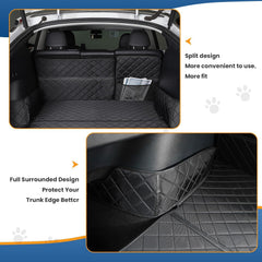Topfit with dog in trunk highlights pet protection and scratch resistance