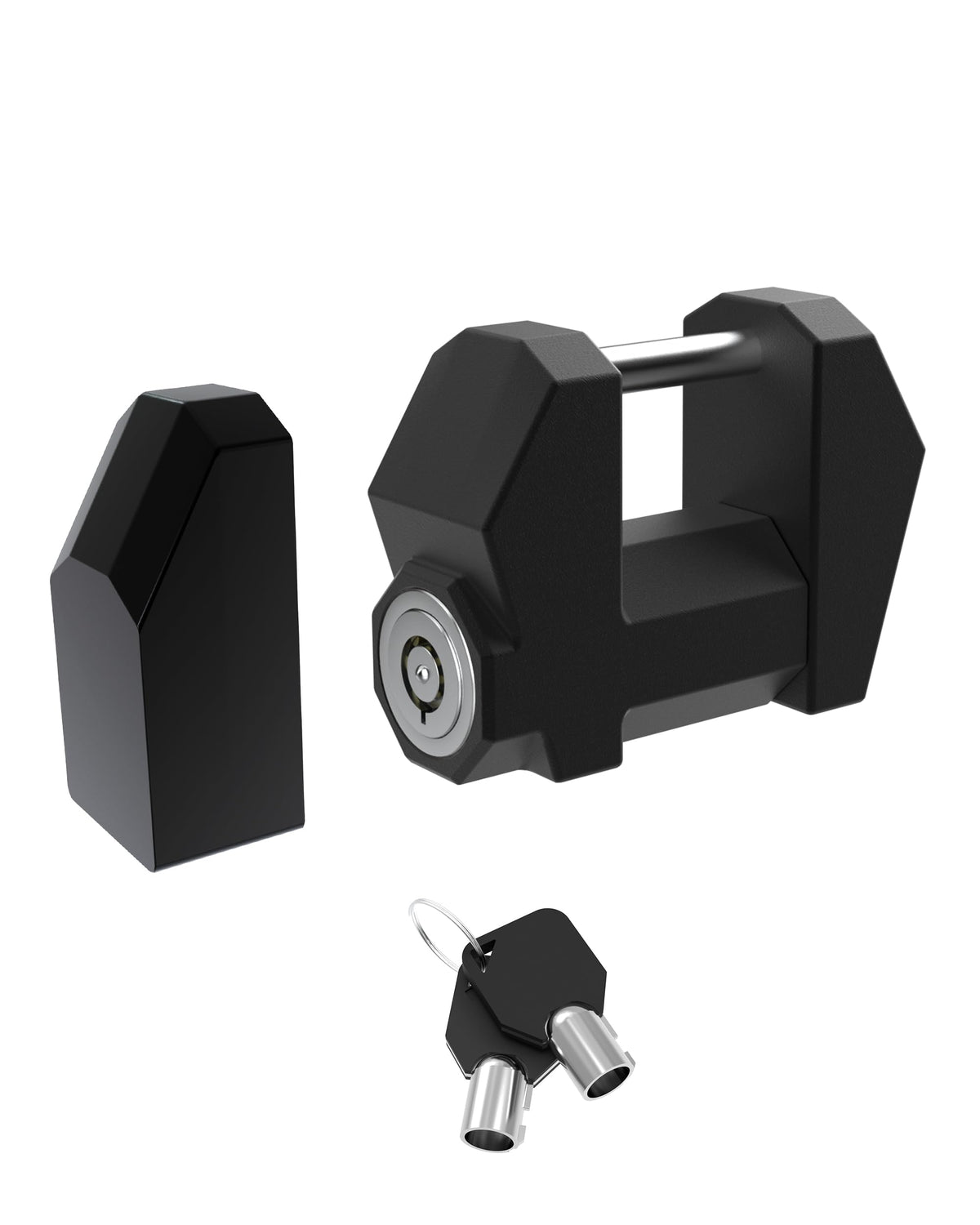 TOPICK coupler lock front view showing robust steel body and sleek finish for deterrence