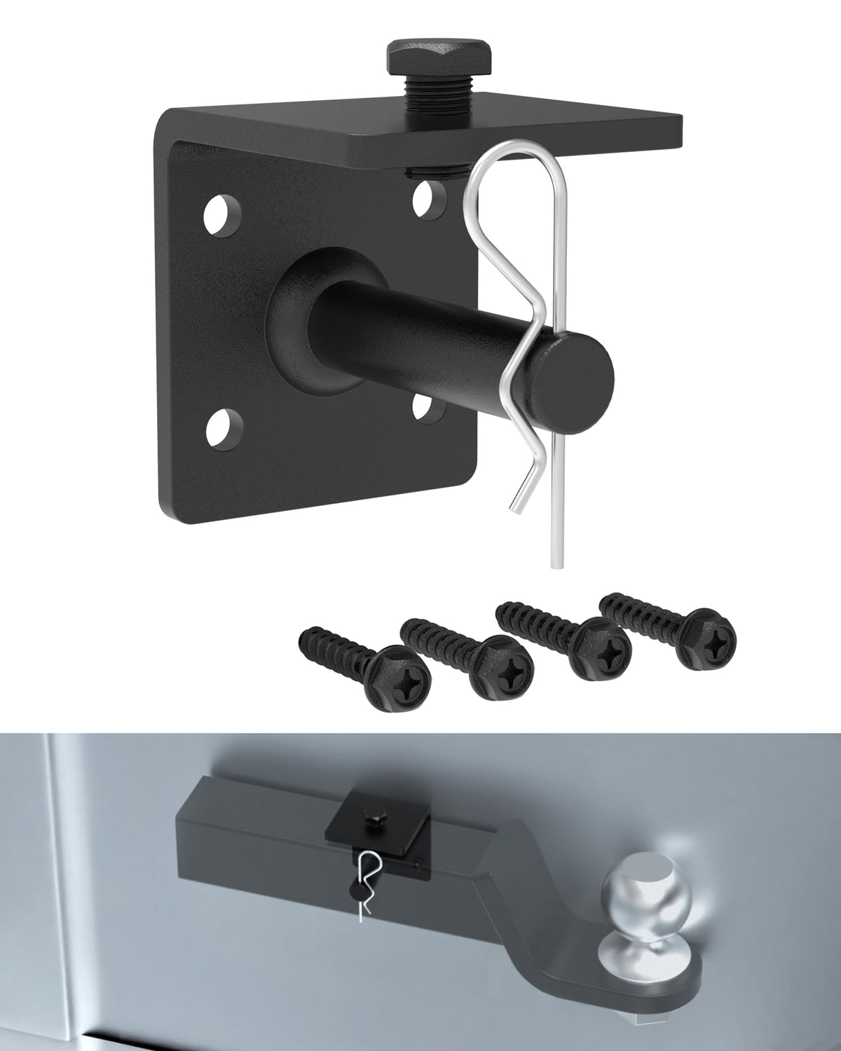 TOPICK front view of hitch holder showing compact profile and secure fit