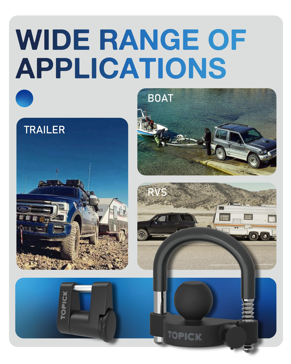 TOPICK trailer parked and secured with locks demonstrating peace of mind
