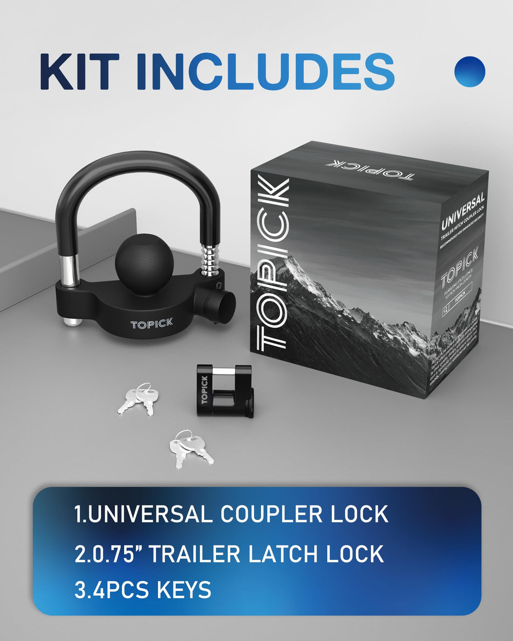 TOPICK lock next to ruler illustrating compact size and scale benefit